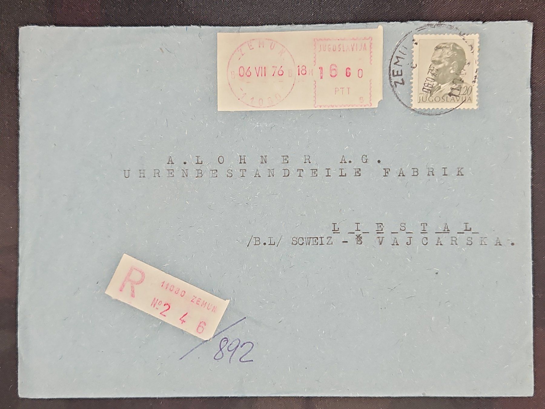 Alle Briefmarken: CL25 Enveloppe + Timbre Yugoslavia 1976 – Gebraucht aus Cousset von Patrick_Collections