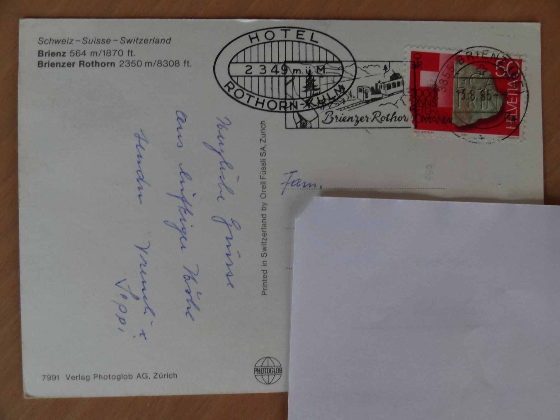 Ansichtskarten: Brienz-Rothorn-Bahn - 1985 – Gebraucht aus St Léonard von Riglin 1