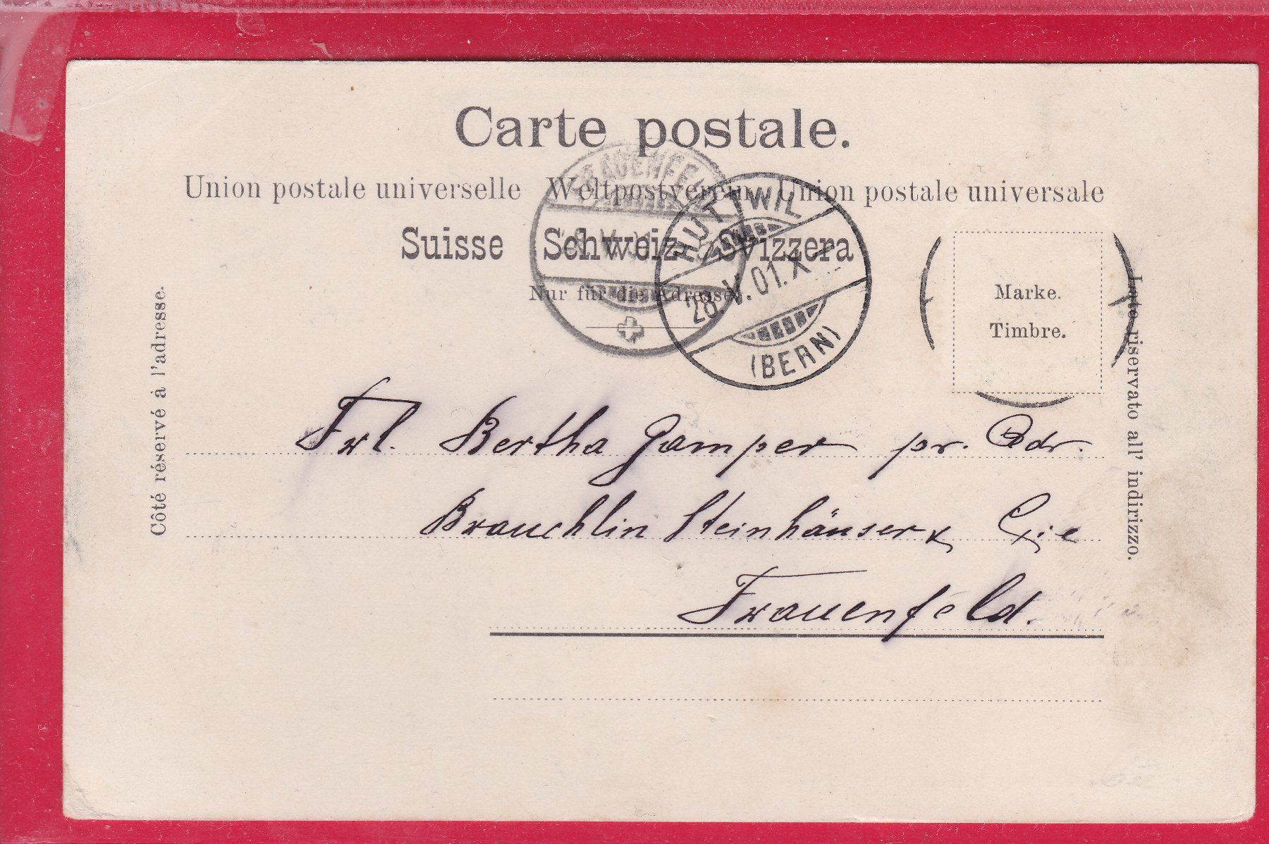 Ansichtskarten: GRUSS AUS HUTTWYL, 28.5.1901 – Gebraucht aus Oberrieden von Gebirgsstelze 1