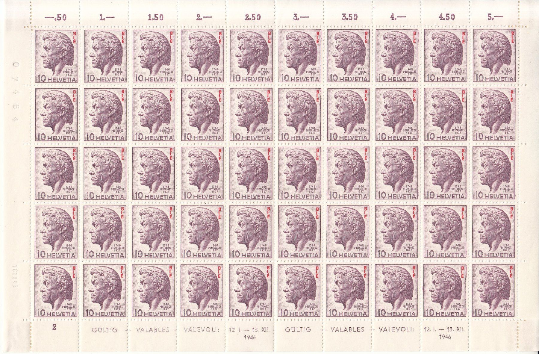 Alle Briefmarken: SBK D V 22 Originalbogen – Gebraucht aus Bürglen TG von StampGraf