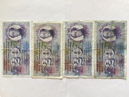 4 Schweizer 20 Franken-Banknoten