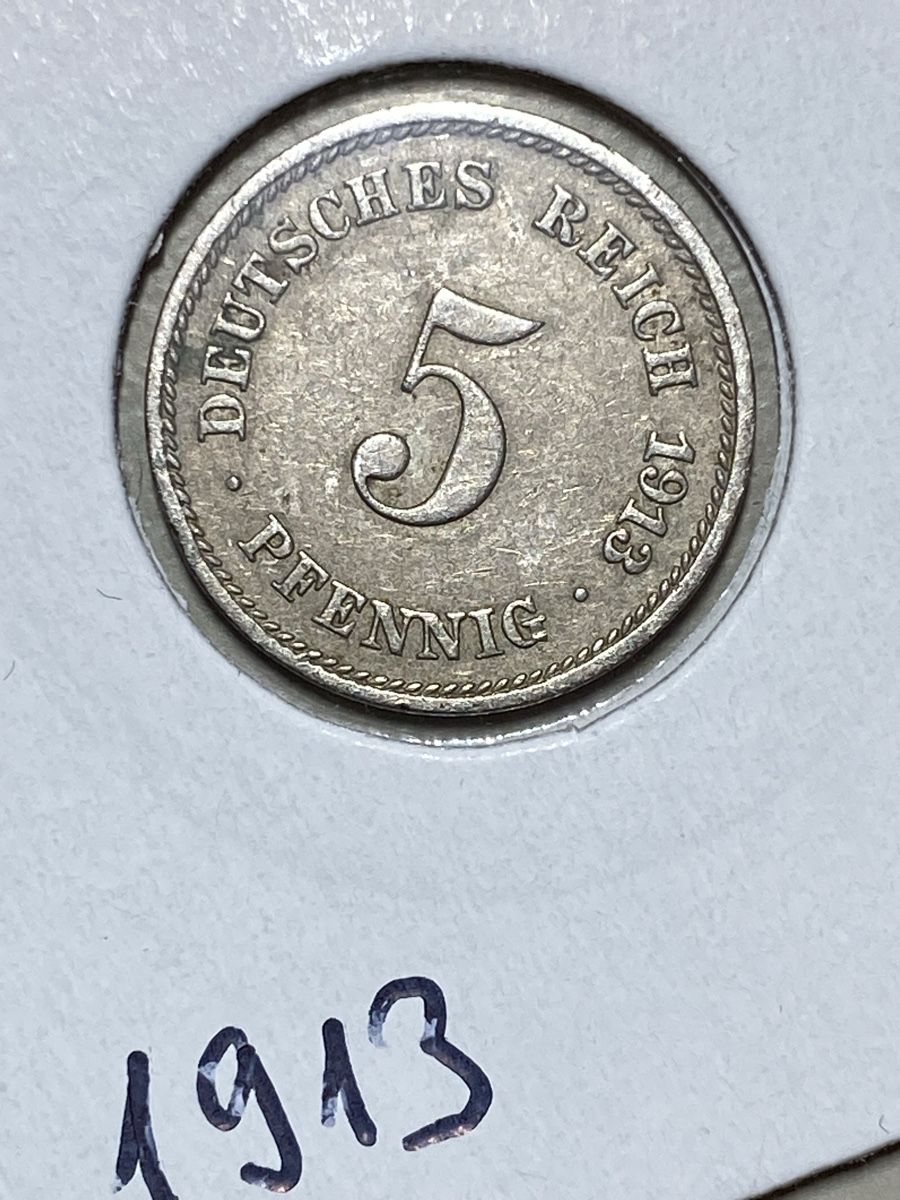 Tutti le monete: Allemagne - 5 pfennig - 1913 – Usato da Payerne venduto da Mike1682