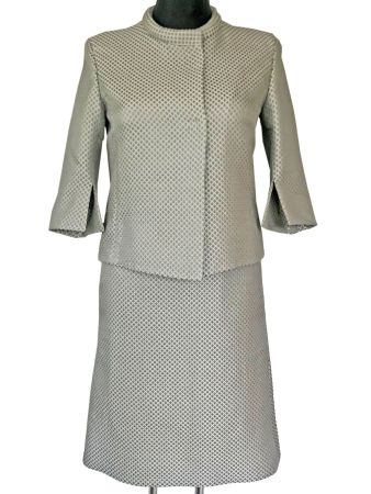 Kostüm elegant 100% Seide Deux-Pièce Gr. M/L AKRIS hellgrau