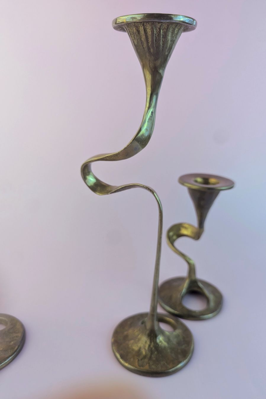 Portacandele: Vintage Brutalist Brass Candlesticks, Mid Century, Amadeus? – Usato da Erlinsbach SO venduto da Meytalien 4