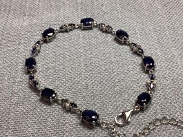 Saphir 💎✨ vergoldetes 925 Silberarmband B34