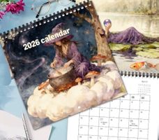 Wunderschöner Wandkalender 2026 mit Hexen-Motiven, Neu!