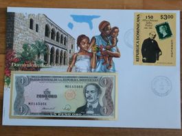 Notenbrief Bankfrische 1-Peso Oro Dominikanischen Republik