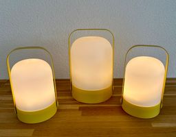 Laternen Balkon Lichter 3 Stk weiss gelb mit Batterien Lampe