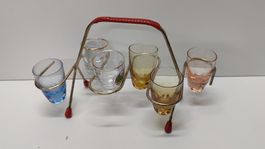 50er Jahre Schnäppslihalter mit Gläser (L3)
