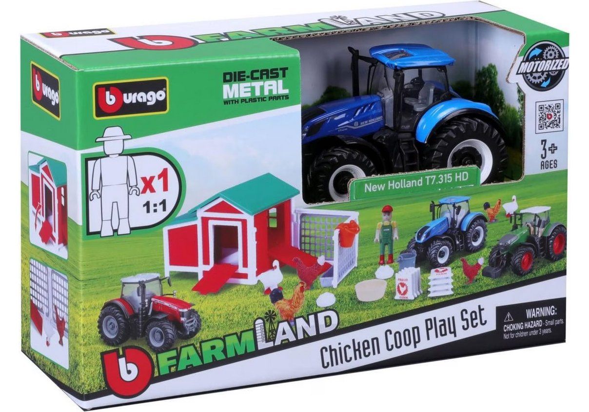 Giocattoli: Bburago Hühnerstall mit Traktor / Spielset – Nuovo e nell'imballaggio originale da Oensingen venduto da Liquidations-Shop 1