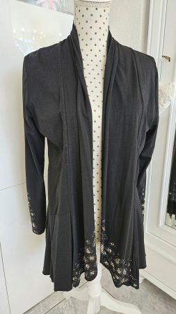 Abendjacke Jacke Longblazer schwarz Leopard Gr. 40