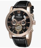 FORSINING Herren Automatik Uhr Schwarz /Roségold Neu mit Box