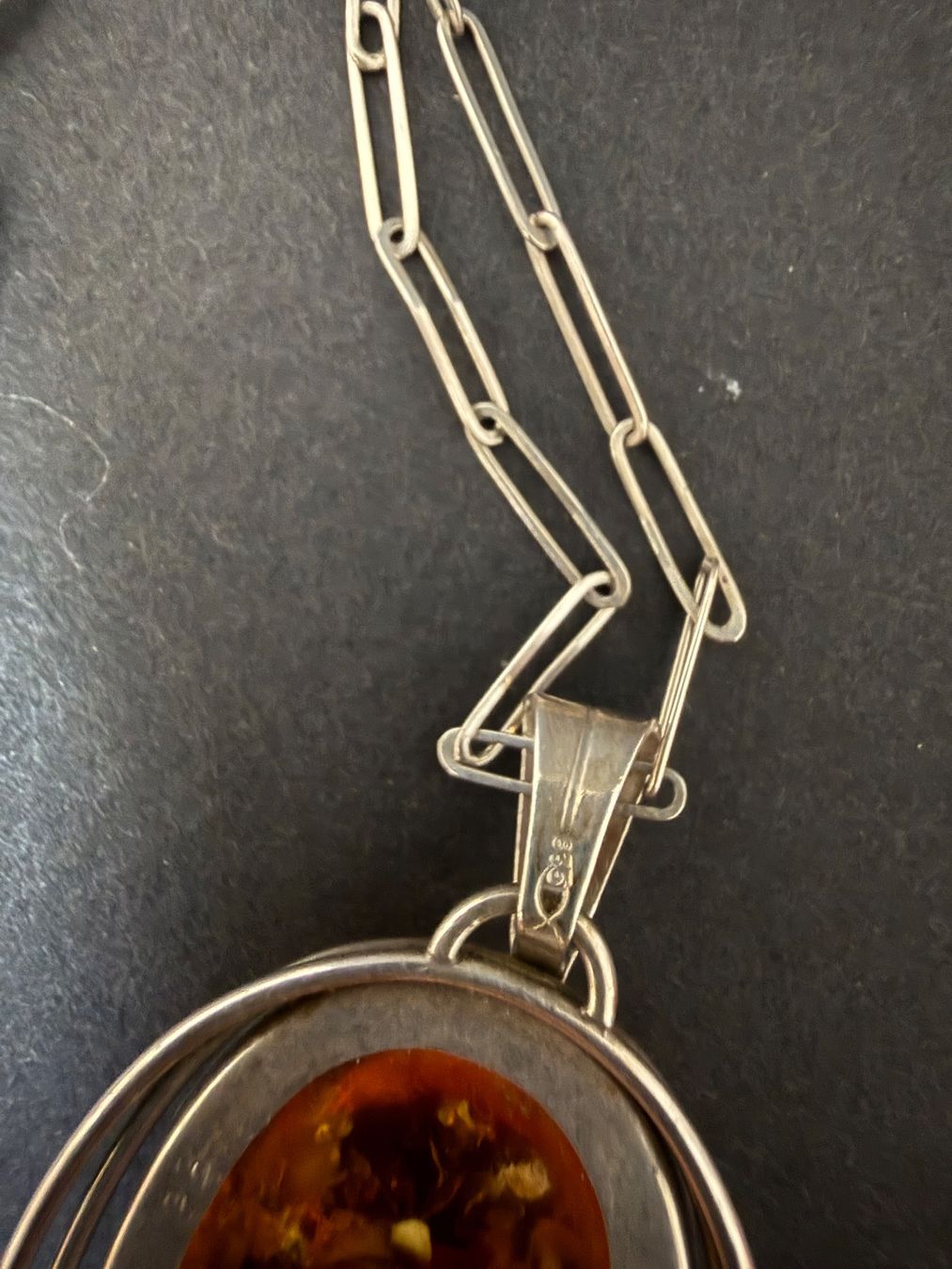 Catenine: Vintage Silber Kette mit Bernstein Anhänger 835 – Usato da Spiegel b. Bern venduto da Rogger72 6