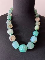 Sommerliche Halskette, grüner Chalcedon/grüner Onyx