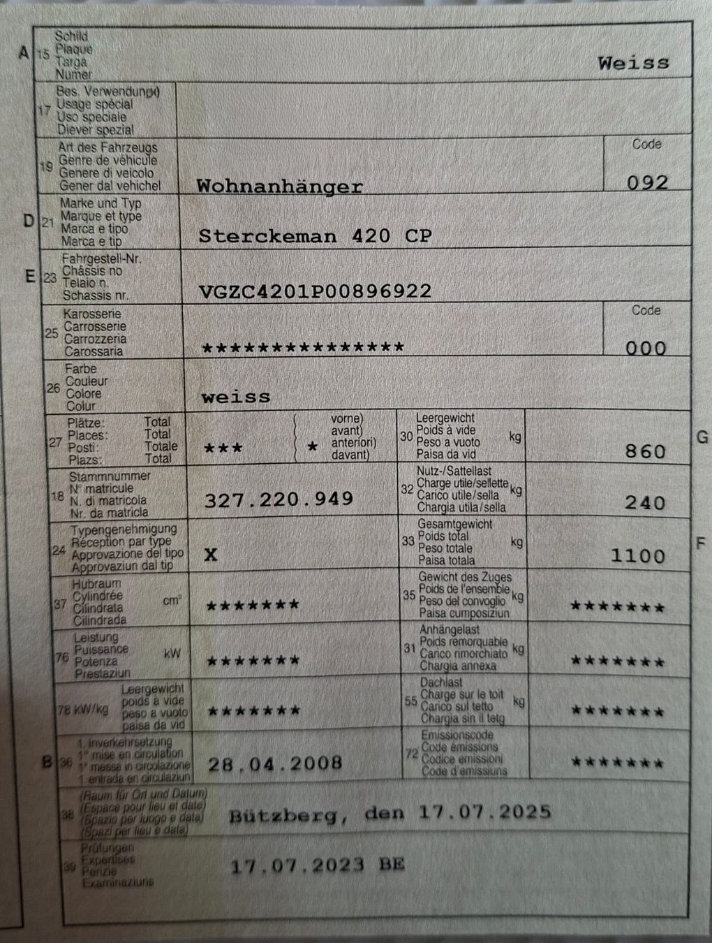 Anhänger: Wohnwagen *STERCKEMANN* – Gebraucht aus Burgdorf von fotofee1985 9