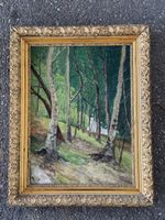 Schönes antikes Ölgemälde, Waldlandschaft, signiert
