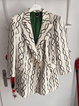 Blazer Elisabetta Franchi, Gr. 40, weiss schwarz gemustert 