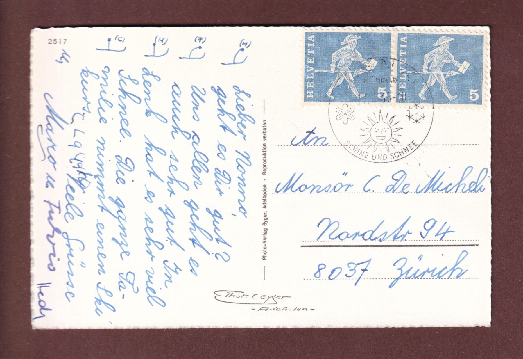 Cartoline postali: LENK - 9 Bilder - 1965 – Usato da Pully venduto da nicecards-shop 1