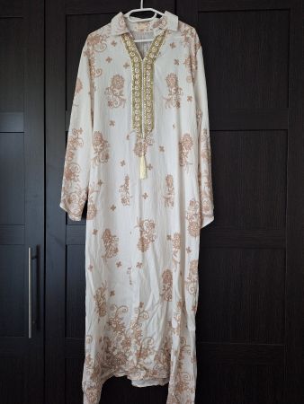Kaftan Damen (weiss-gold; Gr. L/XL - fällt aber kleiner aus)