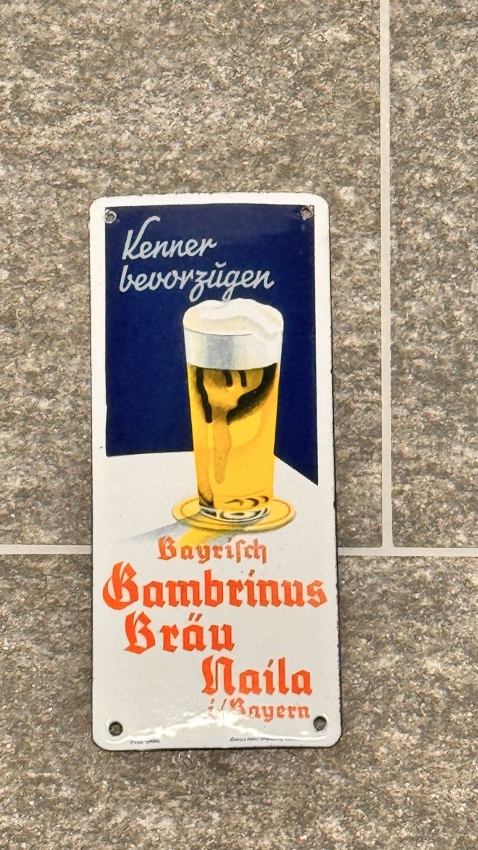 Insegne: Gambrinus Bräu Tür-Emailschild 20cm – Usato da Bubikon venduto da Mtr1608