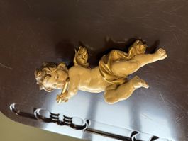 Engel Figur, Putte mit Flöte, Wanddeko, Vintage Look!