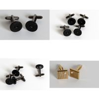 Manschettenknöpfe Set 2x Schwarz, 1x Gold, 1x Silber