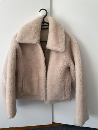 Damen Jacke Teddy Lammfell Optik Beige Grösse S