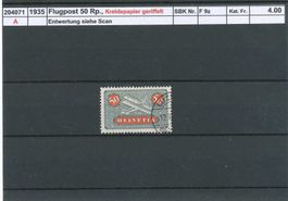 1935 Flugpost - 50 Rp., Kreidepapier geriffelt, gestempelt