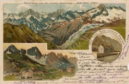 Furka - Passhöhe  VS  -  PANORAMA mit Hôtel FURKA    um 1903
