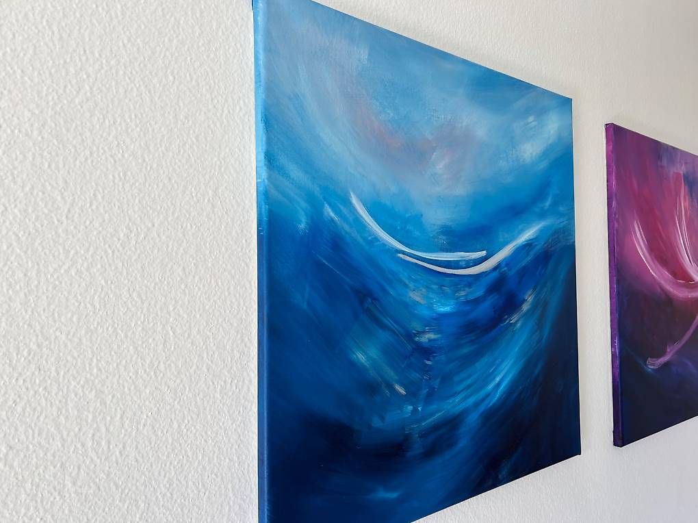 Dipinti: Acrylbild 70x70cm "Hoffnung" blau & silber – Nuovo e nell'imballaggio originale da Urdorf venduto da manuela4 4