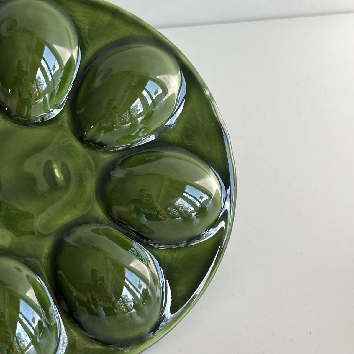 Piatti: Vintage Deviled Egg Tray,  Mid Century Green Ceramic – Usato da Oberägeri venduto da Theonose74 5