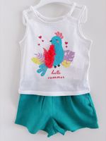 Set Okaidi Obaidi bambina bianco verde turchese 2 anni