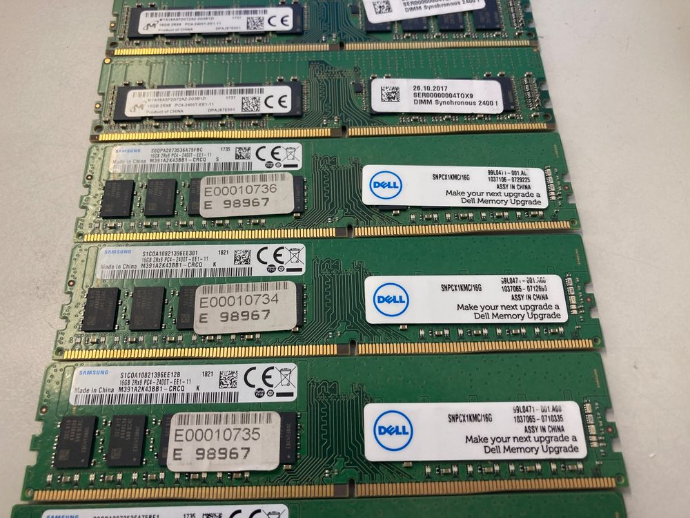 8 Stück RAM 16GB 2RX8 PC4-2400T-EE1-11 (Gebraucht) in Dübendorf für CHF ...