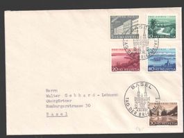 Pro Patria 1956 Satz auf Brief TdB