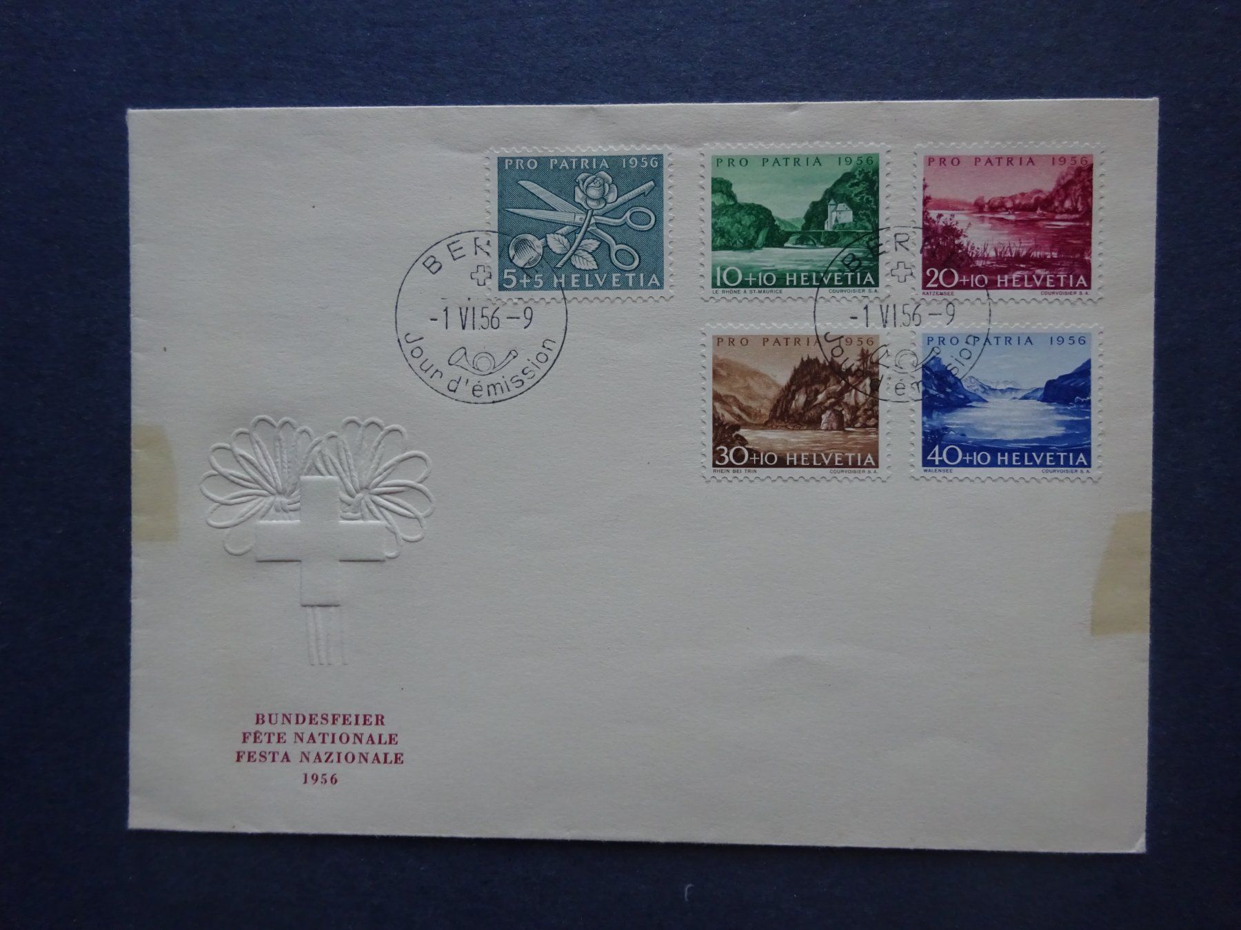 Tutti i francobolli: 1956 Pro Patria FDC BERNE - Adresslos – Usato da Appenzell-Steinegg venduto da adi1975 1