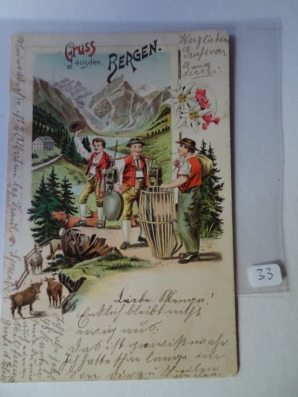 Cartoline postali: AK Gruss aus den Bergen – Usato da Schönenwerd venduto da schnitzunddrunter