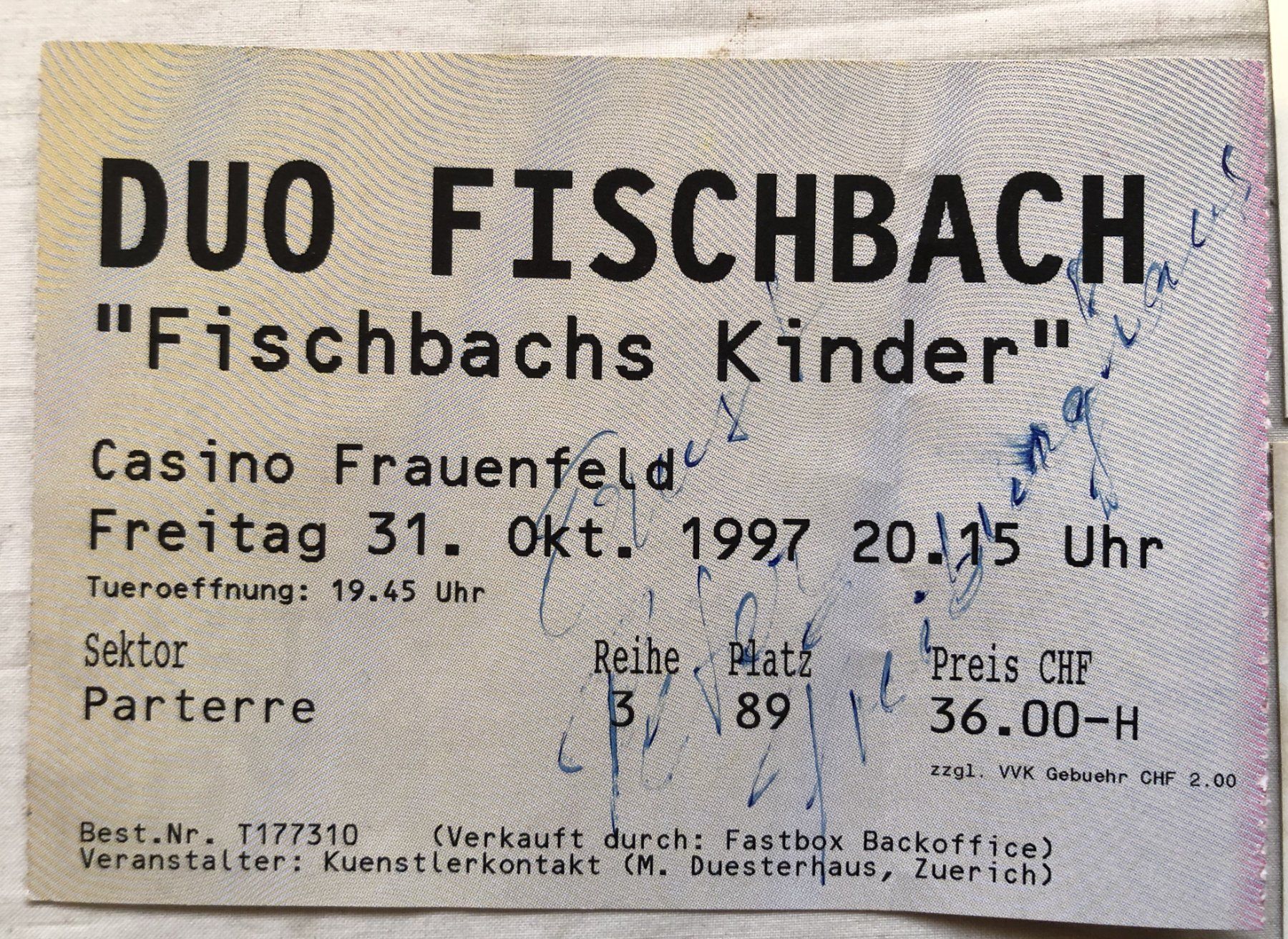 Autografi: Orig. Autogramme - DUO FISCHBACH – Usato da Schaffhausen venduto da durruti 1