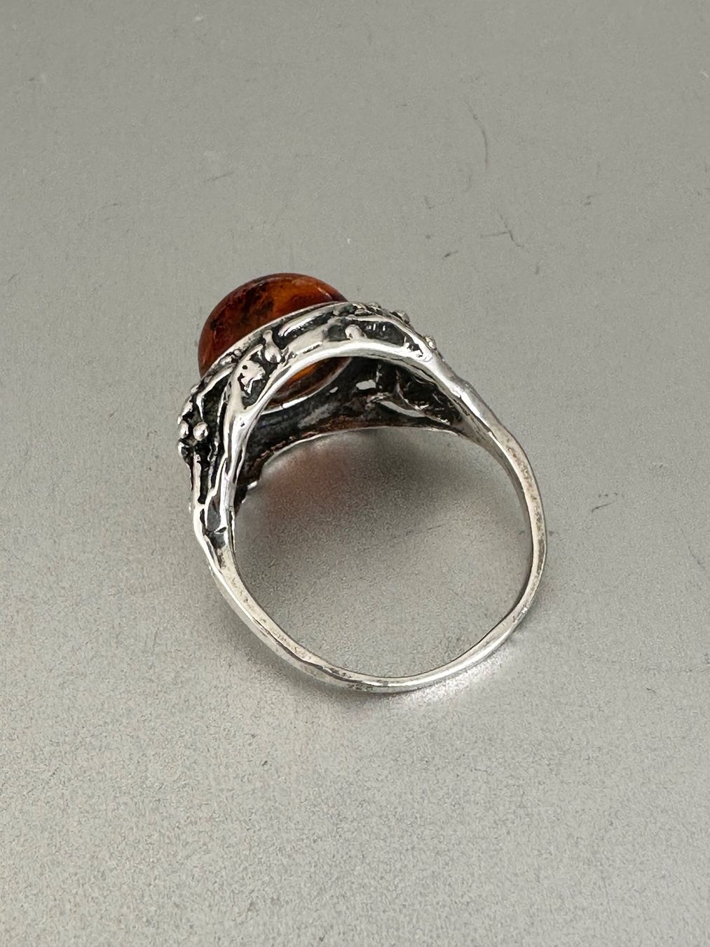 Anelli: Vintage 925 Silber Ring mit Bernstein: ca. 56-57 – Usato da Onex venduto da Antiqueshow 1
