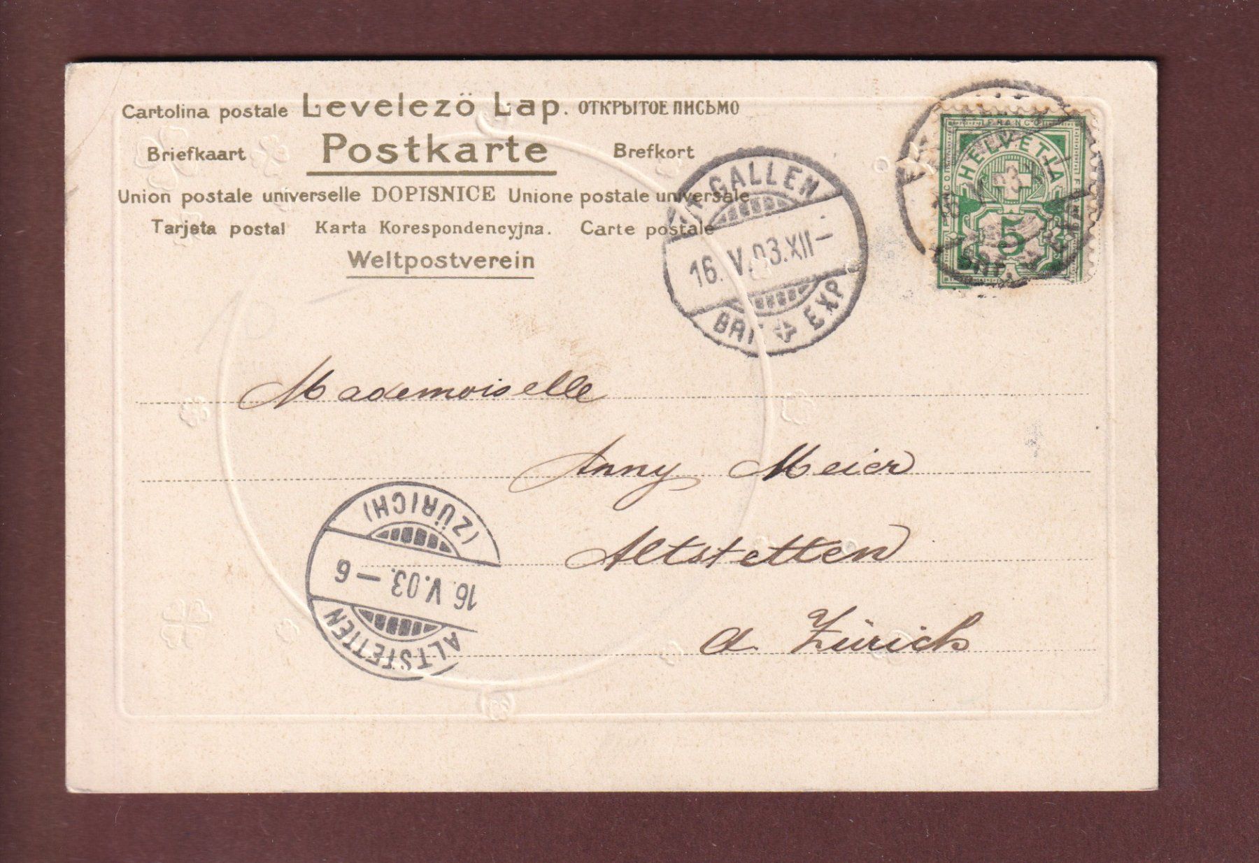 Cartoline postali: ST. GALLEN - Broder Brunnen - 1903 – Usato da Pully venduto da nicecards 1