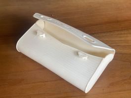 weisses vintage Velotäschli, Satteltasche, Werkzeugtasche