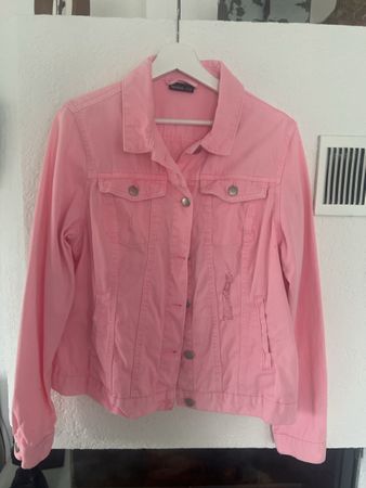 Rosa Jeansjacke im Distressed Look, Gr. 44 Top Zustand!
