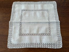 Leinen Taschentuch mit Spitze beige guter Zustand