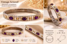 Manuel Zed Armband Silber/Gold mit Lila Steinen, Top!