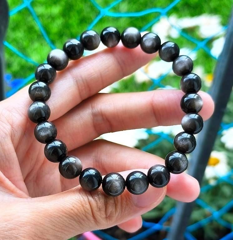 Bracciali & Braccialetti: Bracelet en Obsidienne Argentée 8mm – Nuovo (secondo la descrizione) da Ursy venduto da tan_8qdl 4