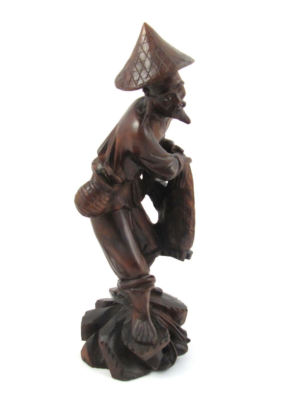 Statuette: Holz OKIMONO eines Netzfischers – Usato da Meinisberg venduto da duveen 2
