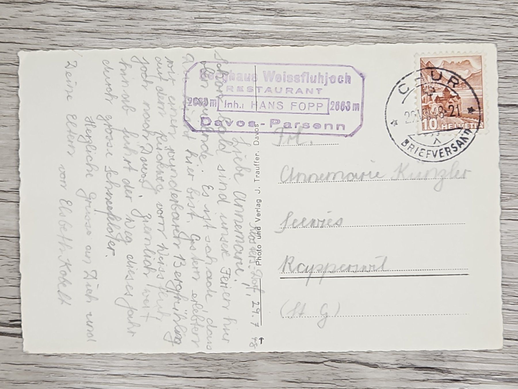 Tutti i francobolli: CL22 Carte Postale + Timbre Suisse 1948 – Usato da Cousset venduto da Patrick_Collections 1