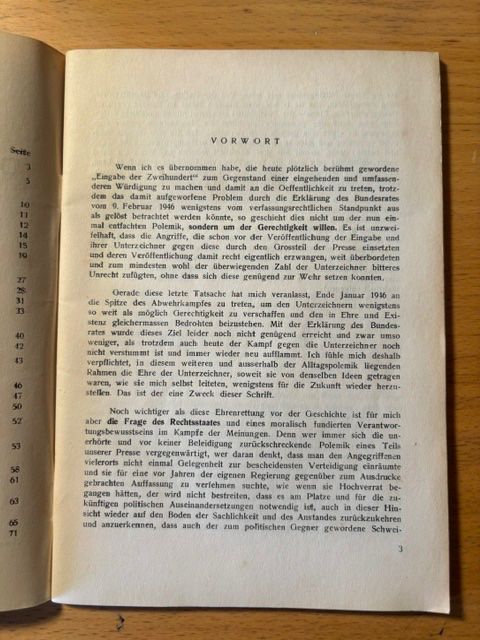 Libri: "Die Eingabe der 200".  Zürich 1946 – Usato da Seon venduto da retep012 3