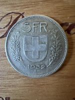 Schweizer Münze 5 Franken 1932 B Silber guter Zustand