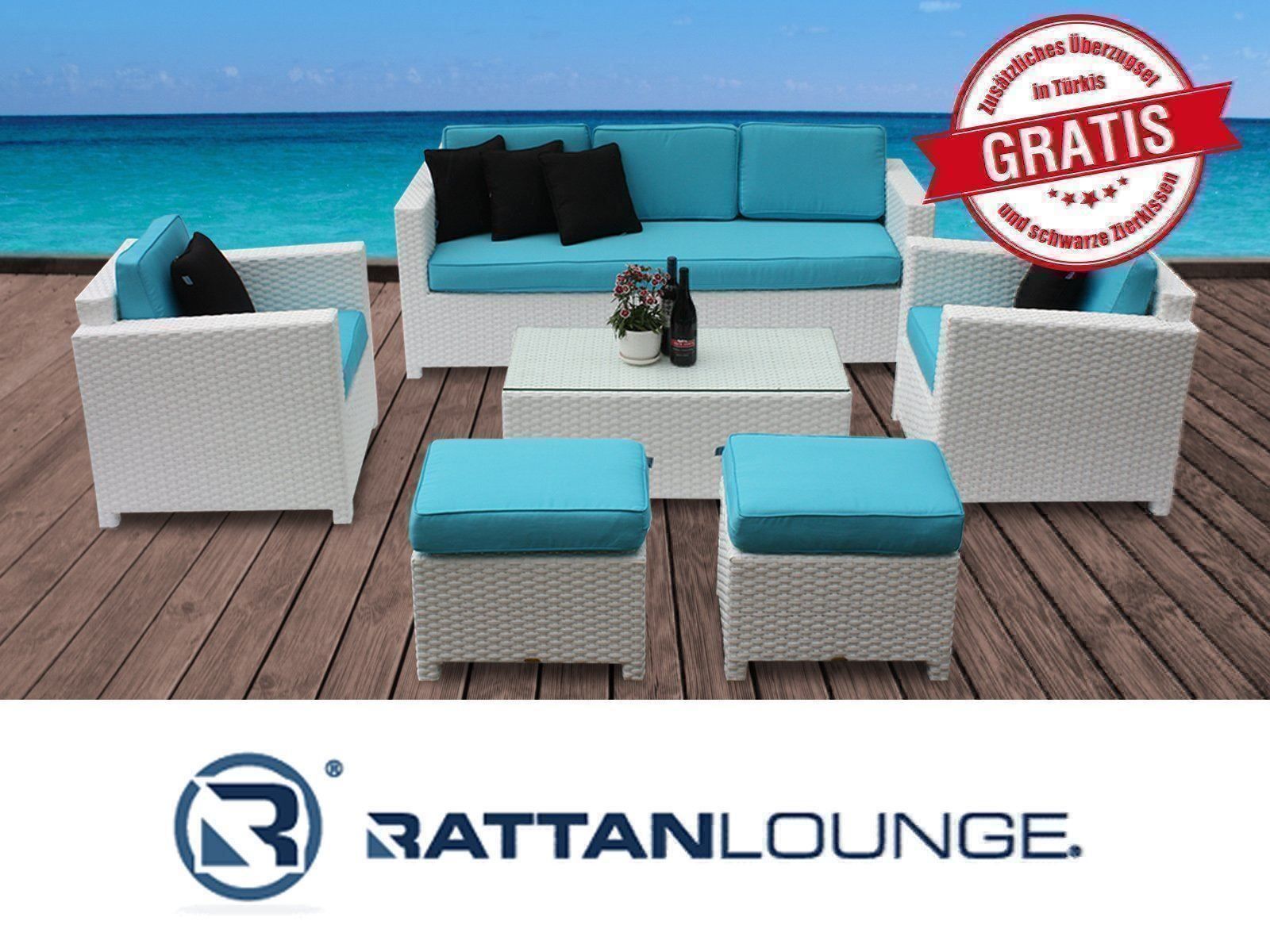 Divani: Loungeset weiss - Gartenmöbel aus Rattan – Nuovo e nell'imballaggio originale da Bern venduto da rattan-lounge