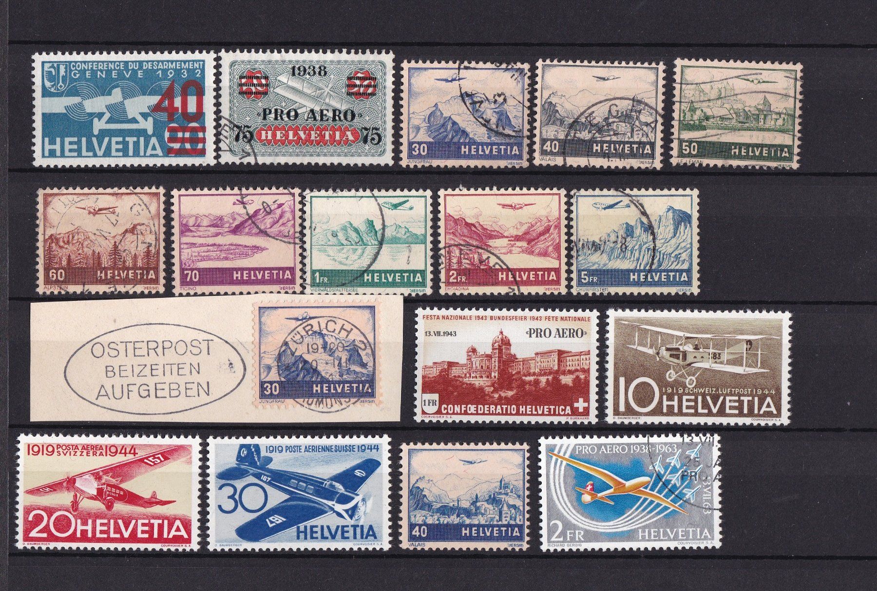 Tutti i francobolli: CH Briefmarken Lot "Flugpost" ab 1923 – Usato da Münchwilen AG venduto da Nesar 1